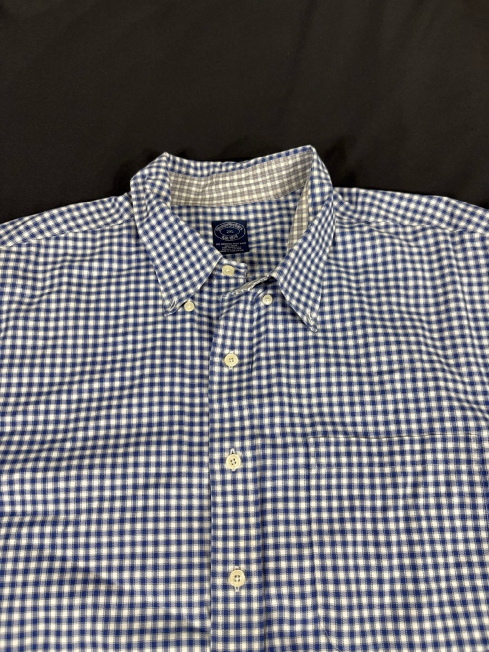 Brooks Brothers Mens Blue Plaid Long Sleeve Button Up Shirt 2XL